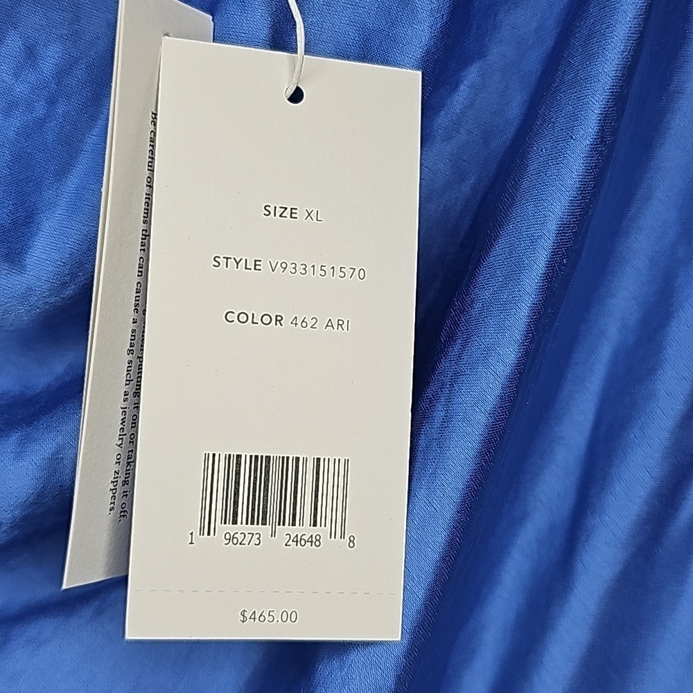 Vince Ari Blue Cowl Neck Short Sleeve Asymmetrical Hemline Dress - Size XL - Picture 7 of 8